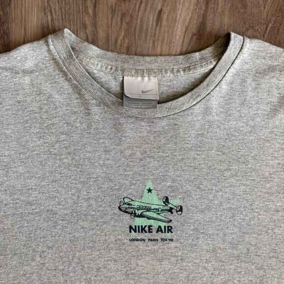 Vintage Nike Air T-Shirt Women's Size L Gray Rare Plane 1990s Y2K - Picture 1 of 5